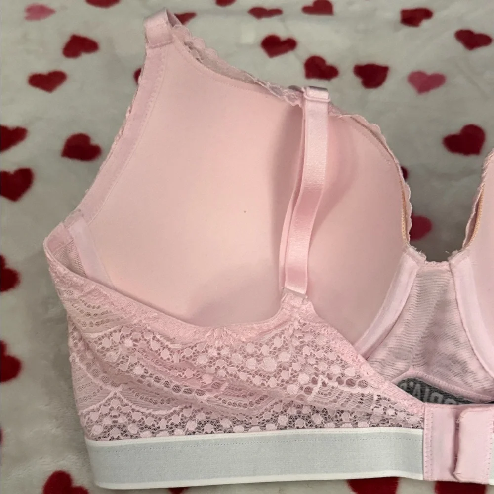 Victoria's Secret Light Pink & Lace Overlay Perfect Shape Bra Size 38C NWOT